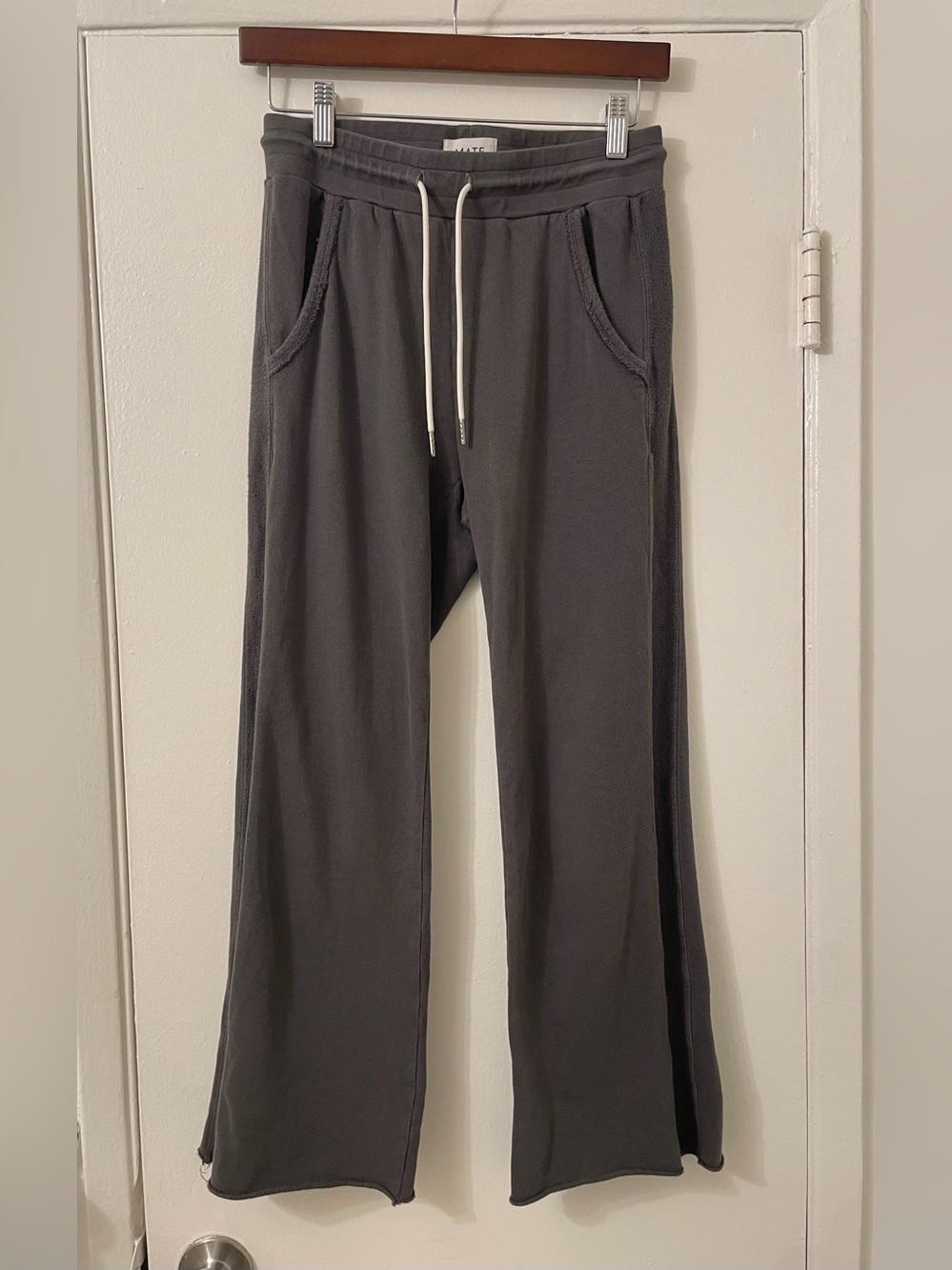Mate The Label Kayden Flare Sweatpants Dark Grey Raw Hem